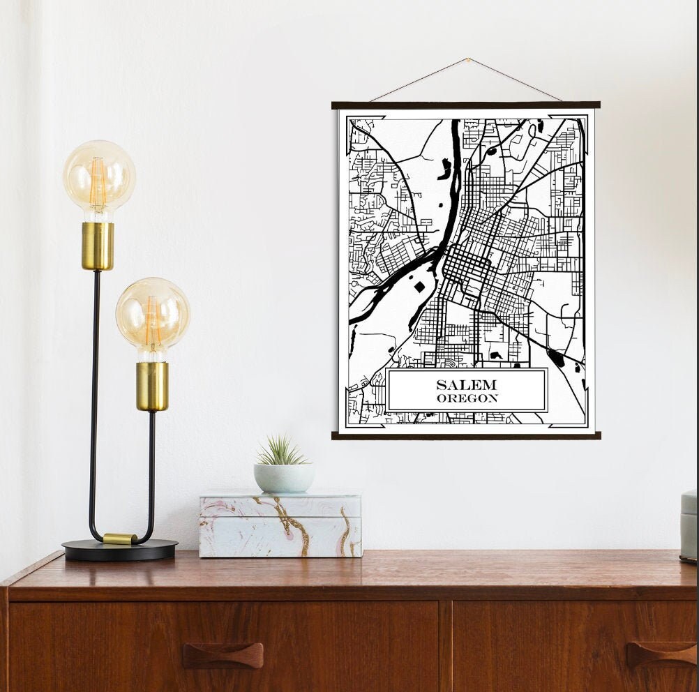 Salem Oregon Street Map | Hanging Canvas Of Printed Marketplace