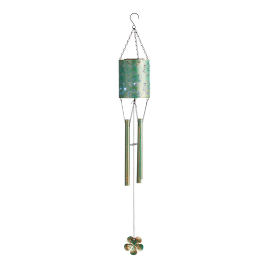 Metal Solar LED Lantern Wind Chime: Green by World Market