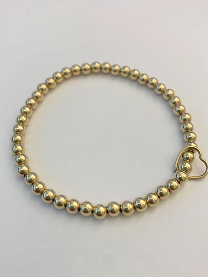 Floating Heart Bracelet | 14K Gold Filled Sterling Silver Ball Love Gift Anniversary Beaded Women