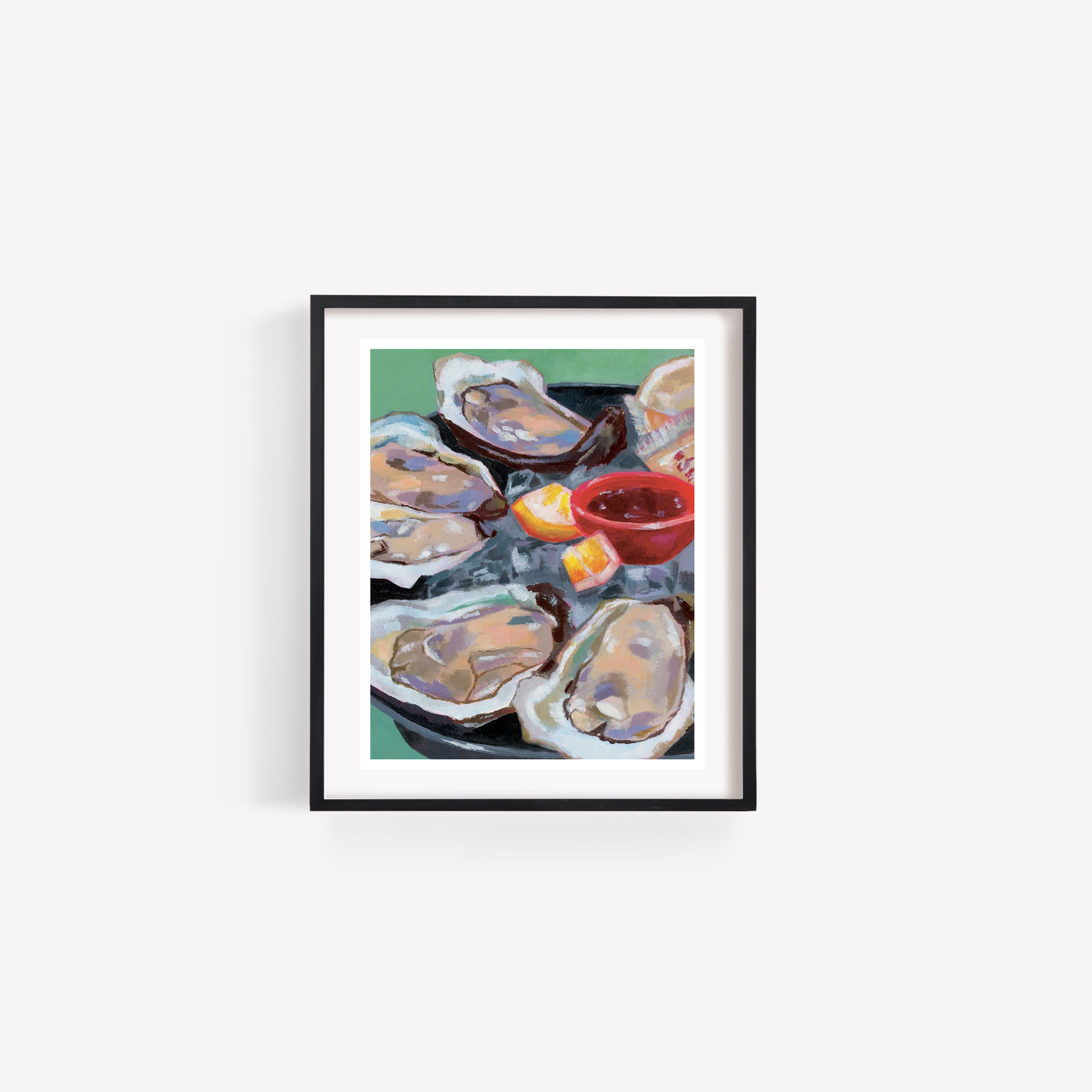 Oyster Art Print, Seafood Art, Wall Kitchen Decor, Food New Orleans Painting, Oysters On The Half Shell, Acrylic