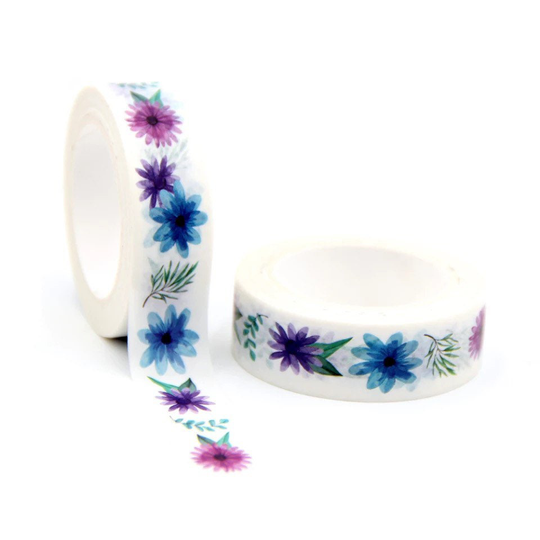 Watercolor Pops Of Flowers, Spring Floral, Washi Tape, Full Roll
