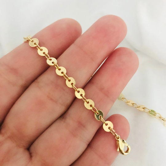 Gold Disc Bracelet, Sequin Bridesmaid Bracelet Gift, Minimalist Dainty Bracelet, Gold Coin