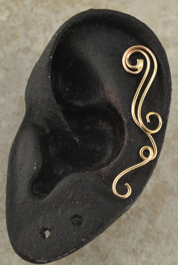 Swirling Victorian Cartilage Earring Ear Pin Sweep 14K Gold Filled, Sterling Silver, Or Mixed Metals Single Side Pair