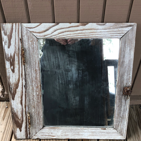 Antique Farmhouse Medicine Cabinet Door Mirror Wall Shabby Chic
