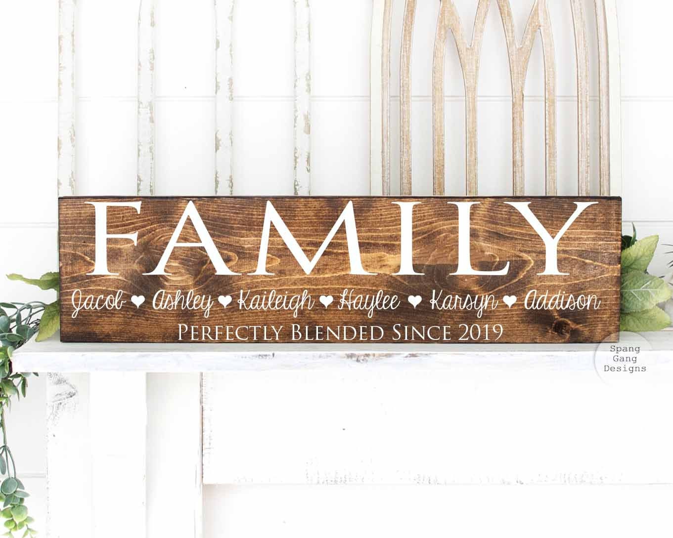 Blended Family Wood Sign | Wall Decor Sign With Names Established Date Wood Custom Gift Step Parent Gift