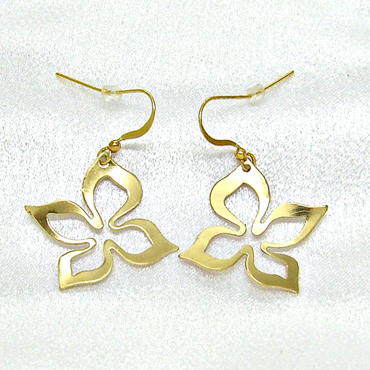 Plumeria Flower Gold Plated Earrings Jewelry Ear Wires Beach Surfer Hawaiian 54Ew