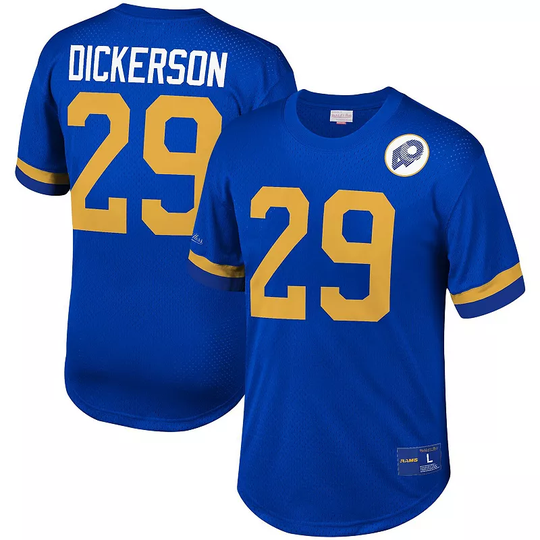 Men's Mitchell & Ness Eric Dickerson Royal Los Angeles Rams Retired Player Name & Number Mesh Crew Neck Top, Size: Small, Blue