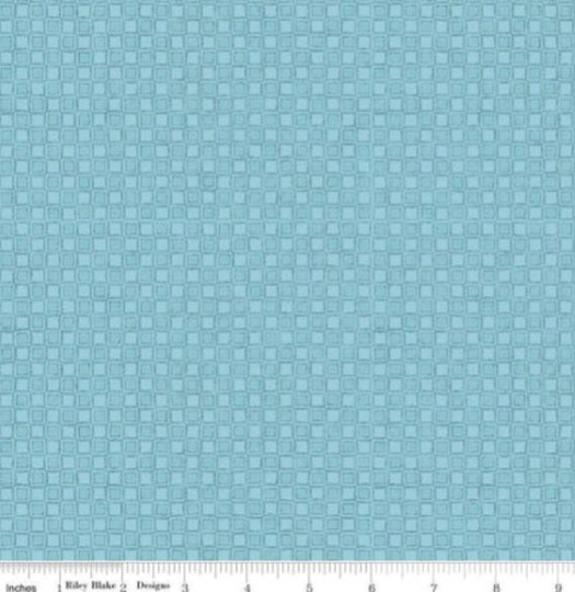 Tiny Blocks Blender in Aqua Blue From Lucy June Collection By Riley Blake - 100% High Quality Cotton Fabric
