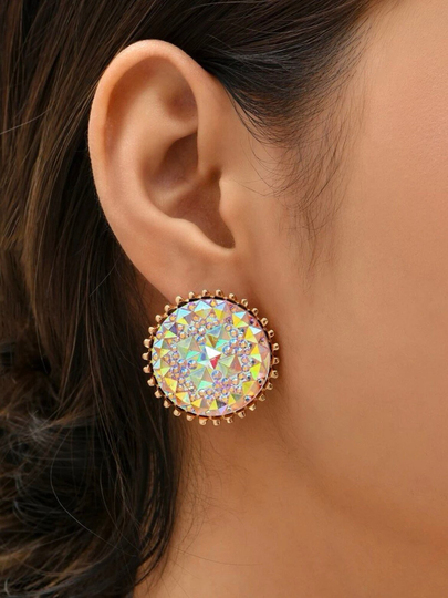 Rhinestone Rainbow Summer Sparkle Earrings Stud Gem Stones