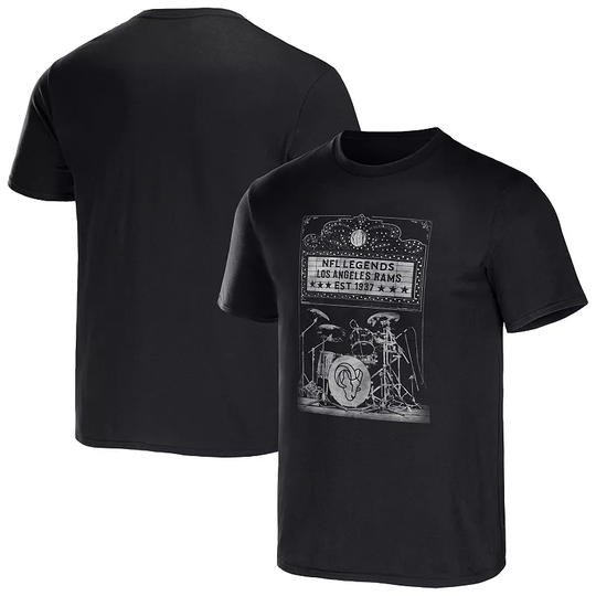 Men's NFL x Darius Rucker Collection by Fanatics Black Los Angeles Rams Band T-Shirt, Size: 2XL