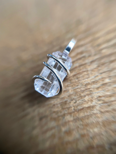 Faceted Kunzite in Sterling Silver Pendant