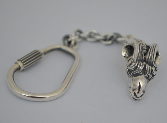 Ram's Head Sterling Silver Keychain - High Quality Item Nobility Capricorn