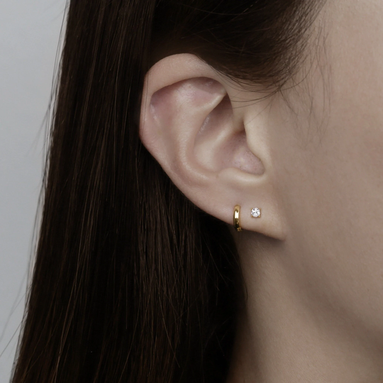 14K Solid Gold 2mm 3mm Cz Stud Earring, Dainty Screw Back Tiny Minimalist Birthday Gift