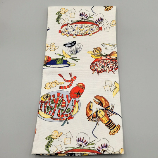 Cotton Tea Towel Maine Lobster Seafood Nautical Destination Linens & Gifts Inc
