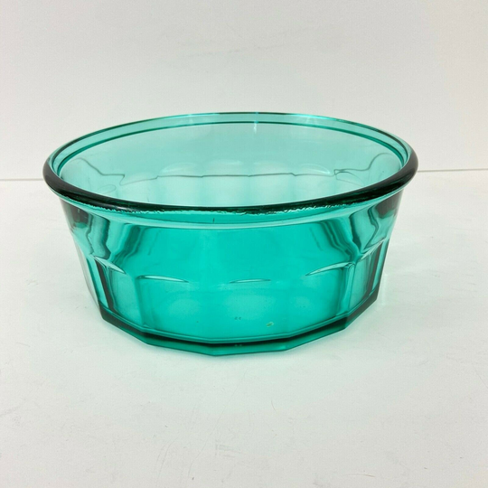 Vintage Arcoroc France Teal Aqua Blue Thumbprint 9 Inch Serving Bowl