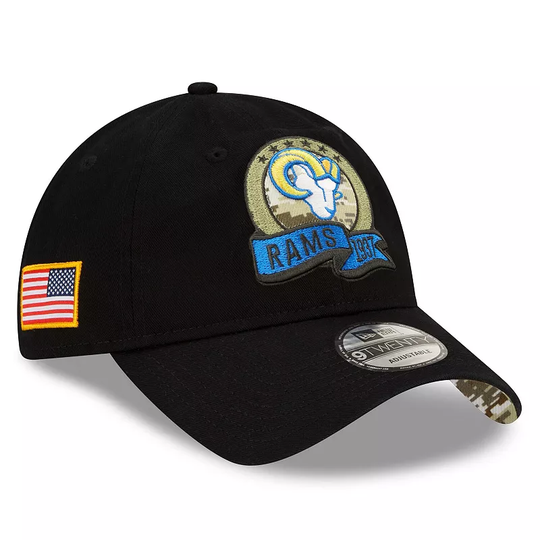 Men's New Era Black Los Angeles Rams 2022 Salute To Service 9TWENTY Adjustable Hat
