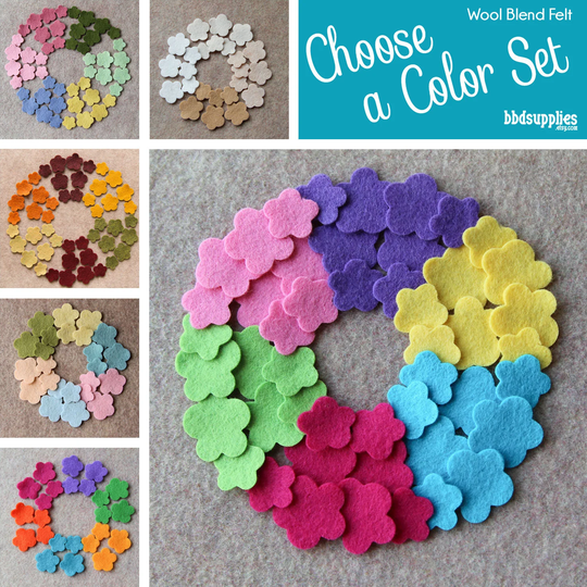 Wool Blend Felt Flowers | 24 Violas Pick A Color Set Diy 48 Unassembled