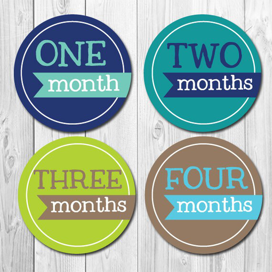 Baby Boy Month Stickers, Primary Colors, Milestone Stickers For Boy, Monthly