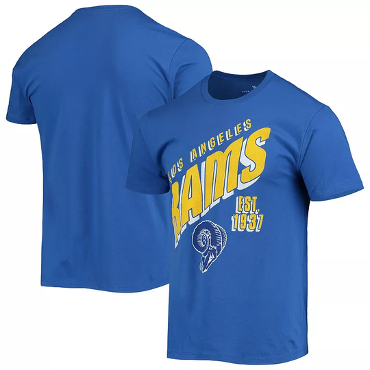 Men's Junk Food Royal Los Angeles Rams Slant T-Shirt, Size: Large, Blue