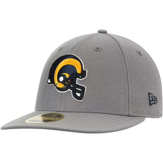 Men's New Era Graphite Los Angeles Rams Throwback Logo Storm Low Profile 59FIFTY Fitted Hat, Size: 8, Dark Grey
