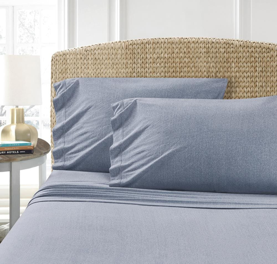 MHF Home MHF Home Cotton Blend Jersey Sheet-Sheet Set Queen Cotton Blend 4-Piece Bed Sheet in Blue | M484124