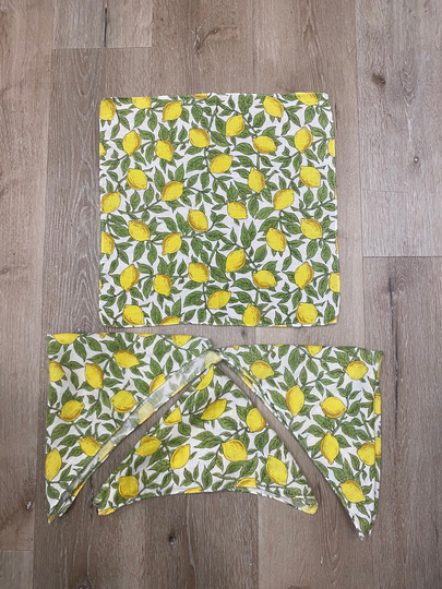 Vintage 1980S Lemon Print Linen Blend Kitchen Napkins, Set Of 4
