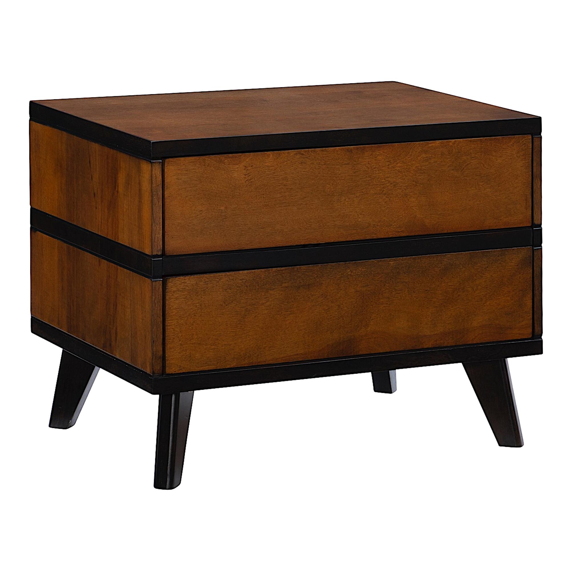 Walnut Mid Century Joseph Nightstand with Drawers: Brown by World Market