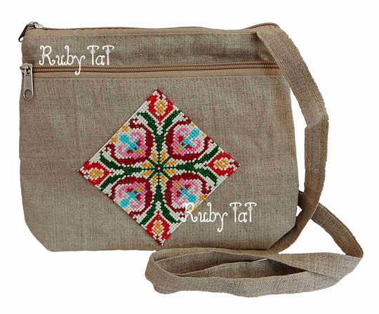 Palestinian Jordanian Embroidered Cross Stitched Clutch, Beautiful Handmade Embroidery