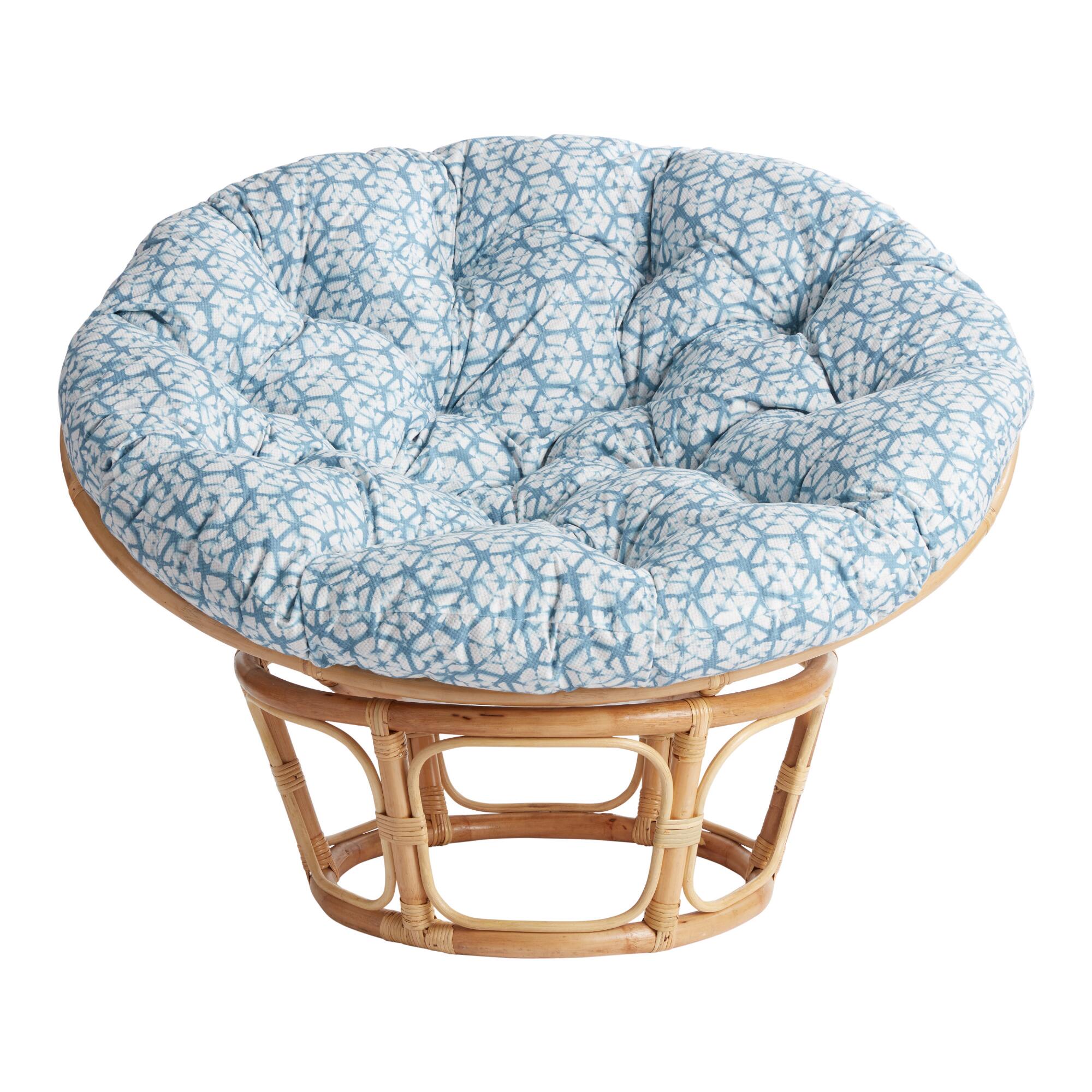 Blue and White Shibori Papasan Chair Cushion by World Market