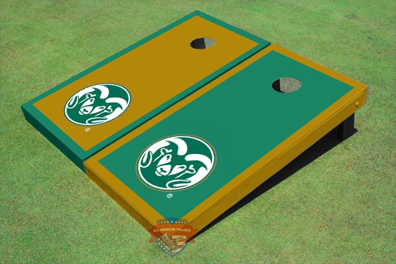 Corn Hole Ncaa Colorado State University Rams Logo Alternating Border Cornhole Boards