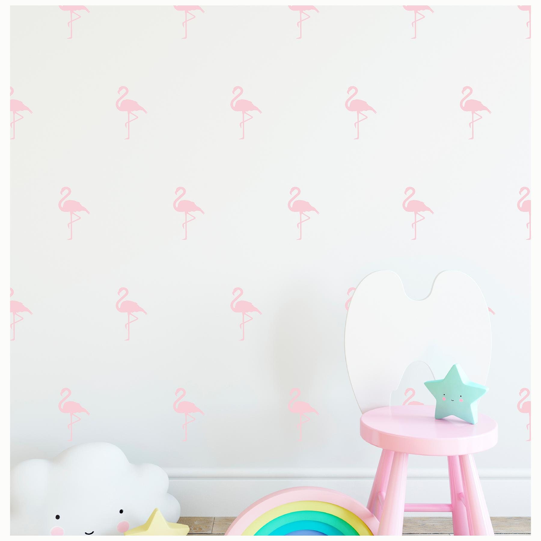 Flamingo Wall Pattern Decals | You Choose Size & Color Vinyl Art Stickers Nursery Decor