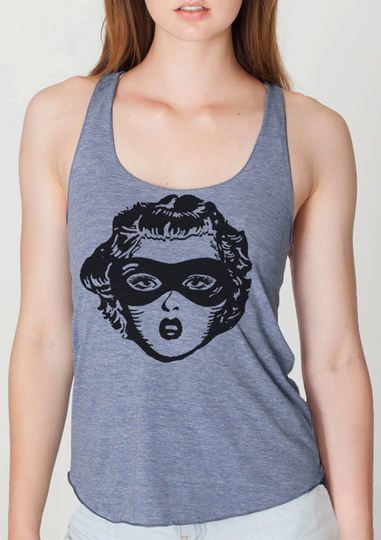 Womens Vintage Comic Book Masked Super Hero Tank Top - Tri-Blend Racerback Tank Top