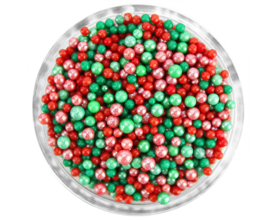 Classic Christmas Non-Pareils Blend - Red & Green Sprinkles, Pearly Sprinkle Assortment