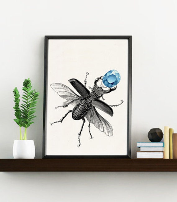Wall Art Print Welcome Spring Beetle With Topaz Collage Home & Living Wall Ani244Wa4