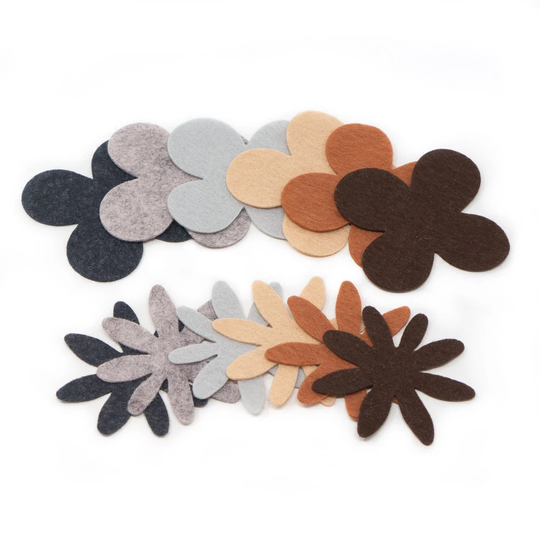 24 Julia Wool Blend Felt Die Cut Applique Flowers - Neutrals Colors