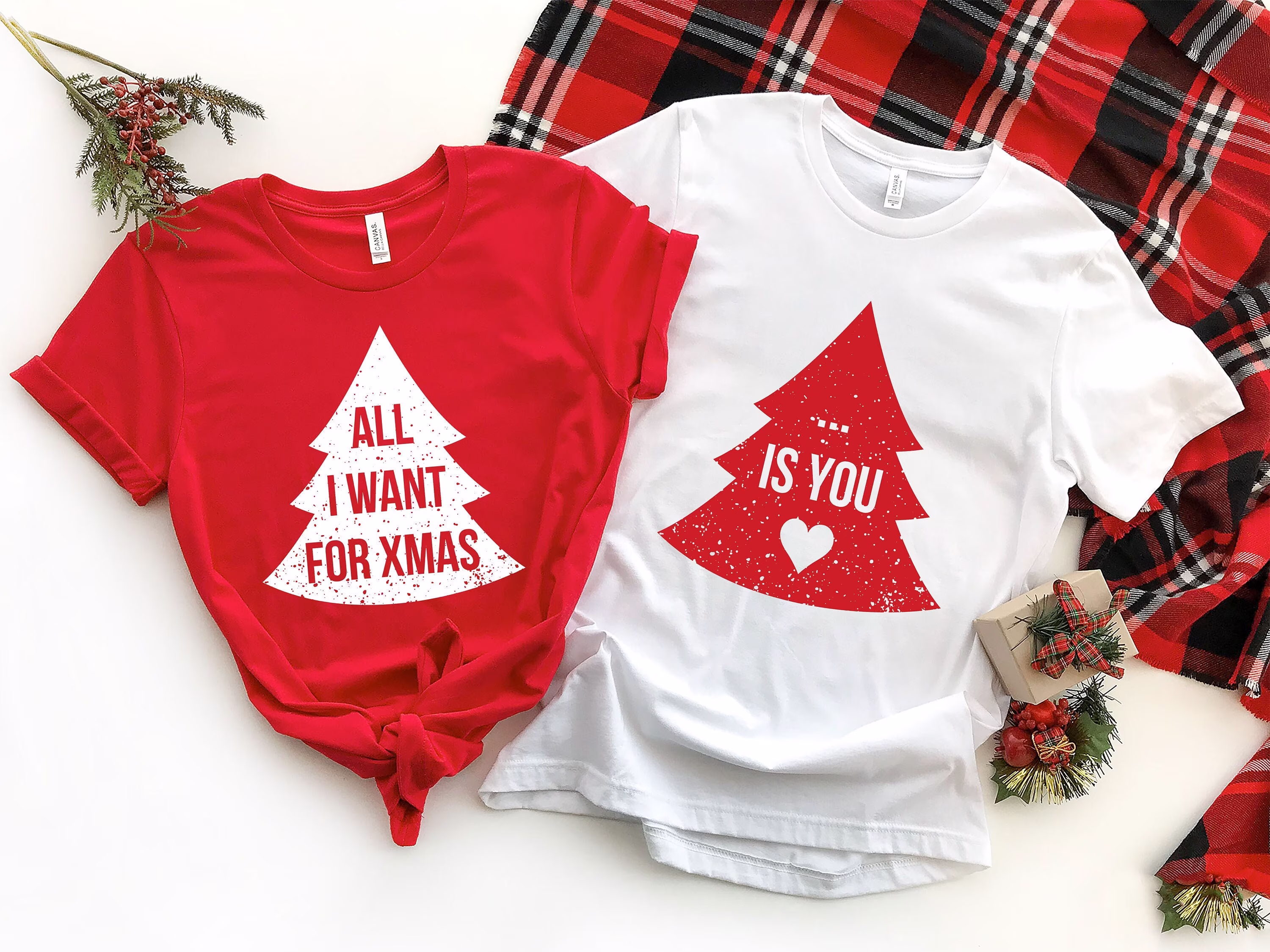Couples Christmas T-Shirts, Personalized, Matching Family Shirts, First, His & Hers, Pajamas For Couples 2021