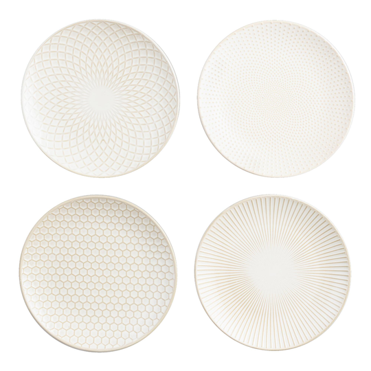White Textured Ceramic Avery Salad Plate Set Of 4 - Stoneware by World Market