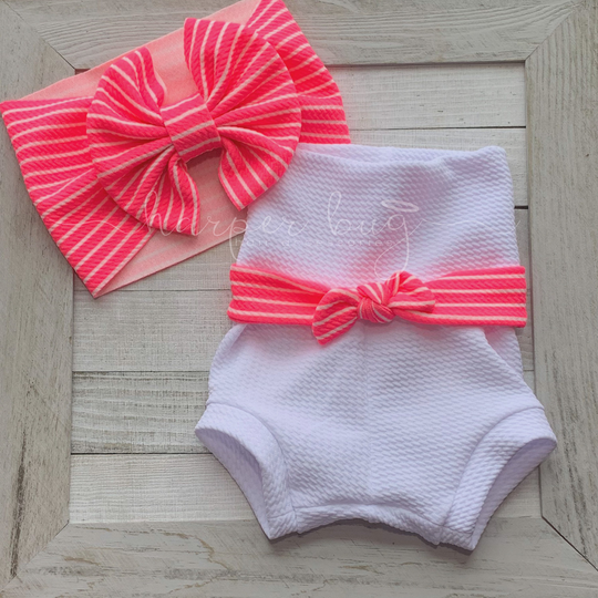 Neon/stripes/Pink/Belt/Skirted/Bummies/Liverpool/Textured/Baby/Headwraps/Large Bow/Headband