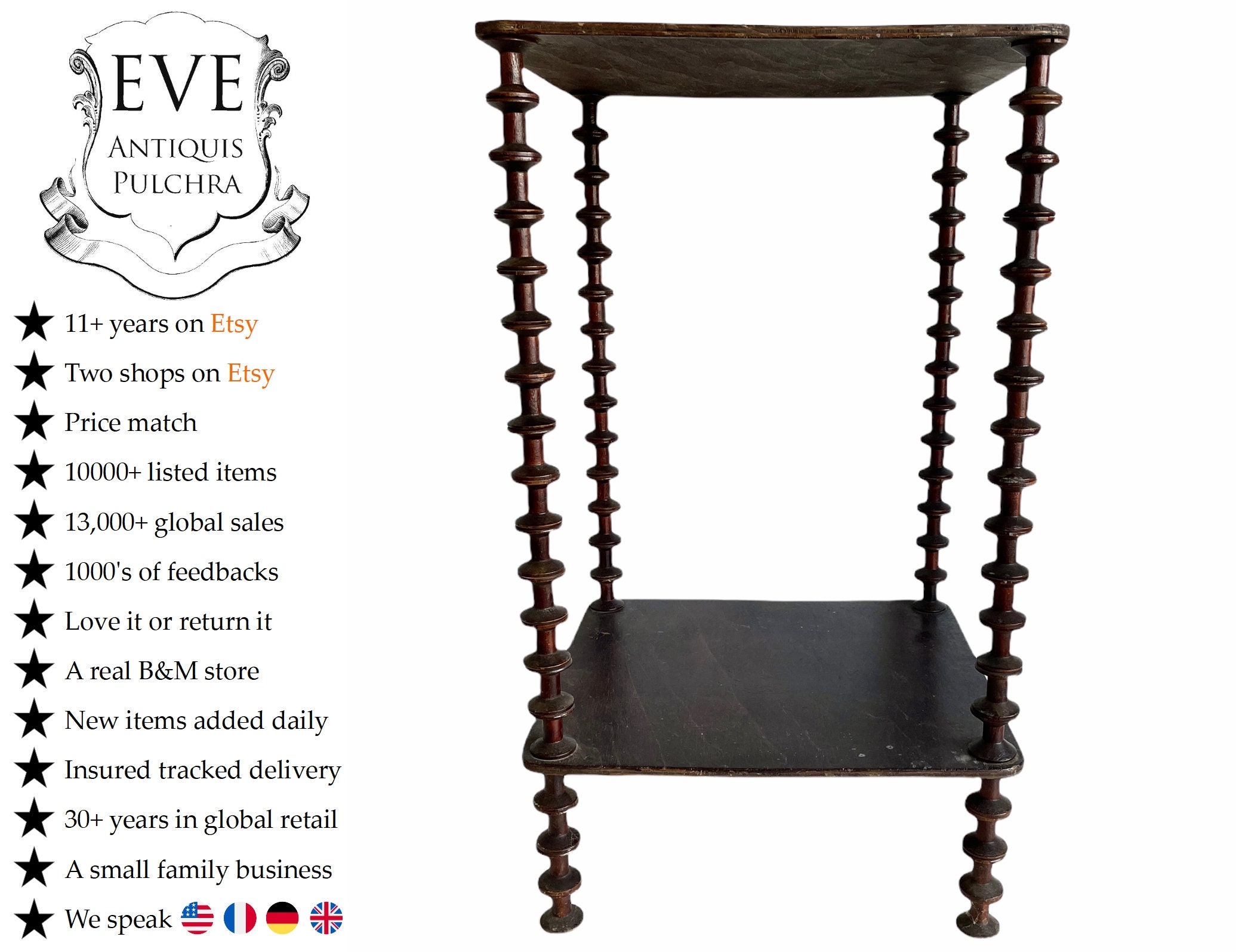 Vintage French Large Wooden Wood Side Table Stand Plinth Flower Pot Ornament Display Rustic Rural Worn Circa 1920-60's/Eve