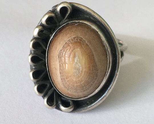 Vintage Sterling Agate Ring, Size 6