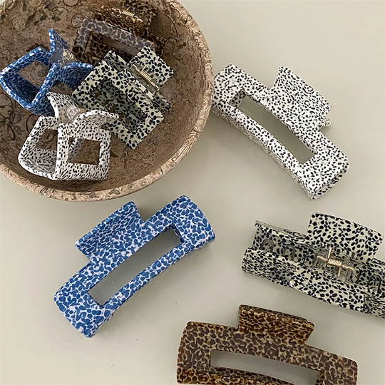 New Large Small Hair Claw, Leopard Acetate Geometric Hollow Clip French Tortoise Trendy Clip, Nice Gift