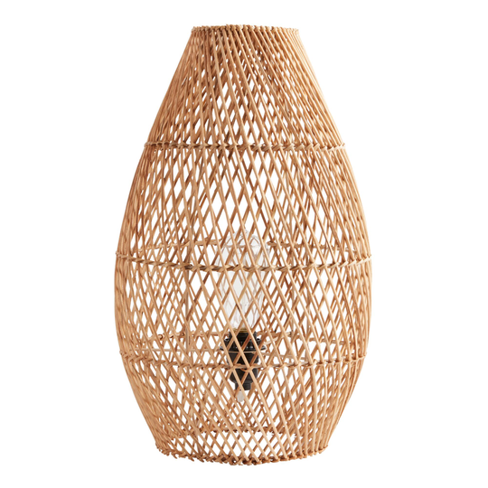 Natural Rattan Teardrop Table Lamp - Ceramic by World Market