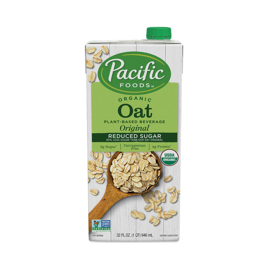2-Pack Pacific Foods Organic Reduced Sugar Oat, Original 32 oz box