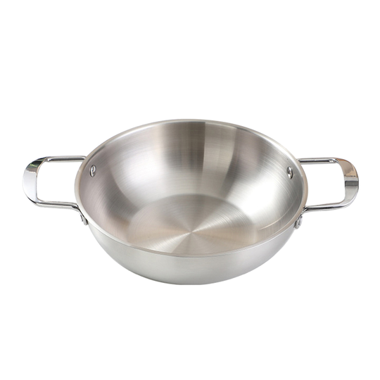 Noodle Pan Convenient Double Handle Design Stainless Steel Frosted Thick Ramen Pan for Kitchen - silver, l