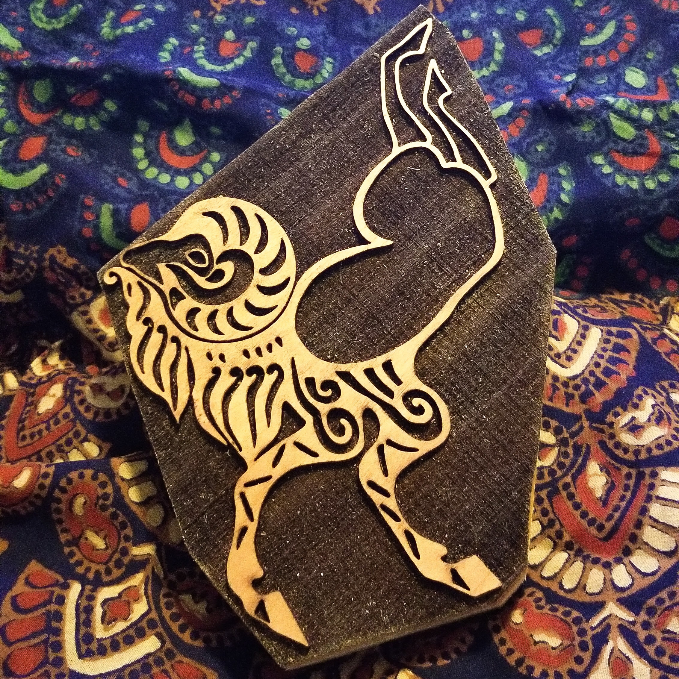 Siberian Ice Princess Ram Tattoo Woodcut For Wood Block Printing Or Leather Embossing Sca