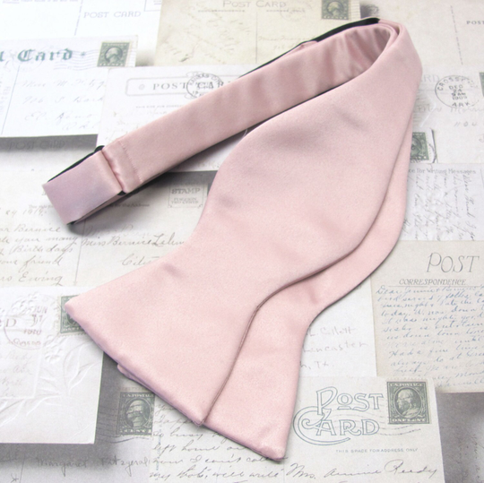 Mens Bowtie. Freestyle Dusty Pink Self Tie Bowties With Matching Pocket Square Option