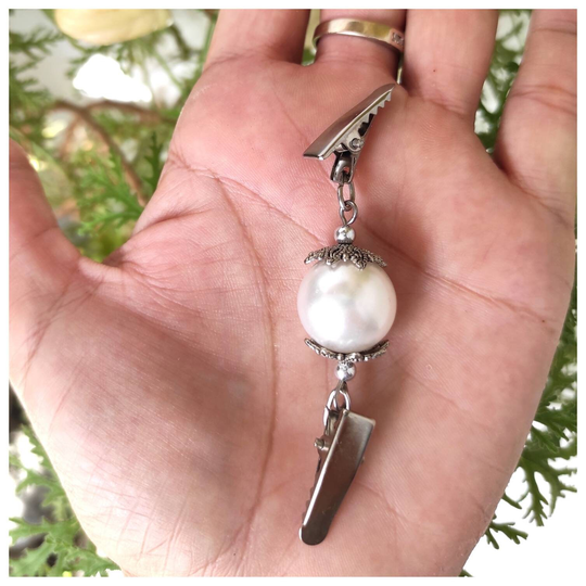 Pearl Brooch Pin, Elegant Art Nouveau, Jackets Pins, Cardigan Clasp For Sweater, Small Silver Brooch, Christmas Gift Grandmather
