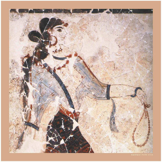 Ancient Greek Scarf, Silk Women Hand Painted Gift For Her, Made in Soufli, Greece By Kalfas