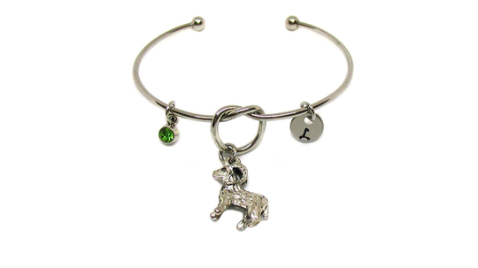Ram Knot Bracelet, Bangle, Sheep Jewelry, Animal Stainless Steel Ewe Charm