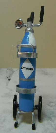 Dollhouse Miniature Handcrafted Medical Hospital Entonox Bottle Canister Stand 1/12Th Scale